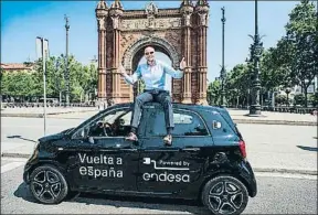  ?? XAVIER CERVERA ?? El itinerario lo hacen 14 empleados que tienen coche eléctrico