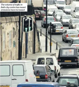  ??  ?? The volume of traffic in Bath city centre has meant emissions have increased