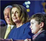 ?? ZACH GIBSON / GETTY IMAGES ?? House Minority Leader Nancy Pelosi, D-Calif., delivers remarks at an election watch party at the Hyatt Regency in Washington, D.C.