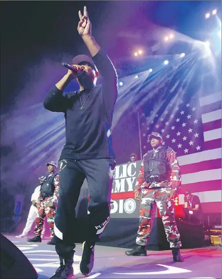  ?? DANIA MAXWELL LOS ANGELES TIMES ?? HIP-HOP STAR Chuck D performs Sunday with Public Enemy Radio at a Bernie Sanders rally at Los Angeles Convention Center.