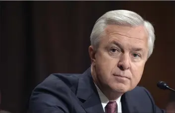  ?? SUSAN WALSH — THE ASSOCIATED PRESS FILE ?? Wells Fargo CEO John Stumpf testifies on Capitol Hill in Washington before the Senate Banking Committee.