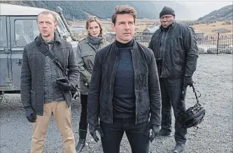  ?? DAVID JAMES THE ASSOCIATED PRESS ?? Simon Pegg, left, Rebecca Ferguson, Tom Cruise and Ving Rhames in a scene from "Mission: Impossible — Fallout."