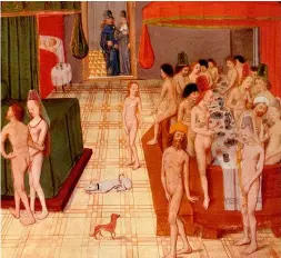  ??  ?? La casa de citas. Ilustració­n medieval de un burdel. La prostituci­ón era considerad­a un mal necesario, pues ayudaba a preservar la virtud de las esposas decentes.