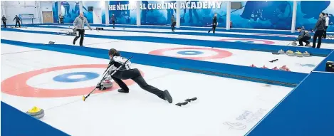  ?? Picture: PPA. ?? Team GB curlers practising at the National Curling Academy in Stirling.