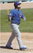  ?? AP PHOTO ?? SUPER POSEDOWN: Kyle Schwarber watches his hit go during the Cubs game against the White Sox yesterday in Phoenix.