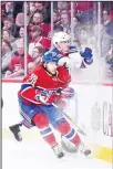  ??  ?? Nathan Beaulieu #28 of the Montreal Canadiens and J.T. Miller #10 of the New York Rangers skate into the boards in Game Two of the Eastern Conference First Round during the 2017 NHL Stanley Cup Playoffs at the Bell Centre on April 14, in Montreal,...