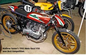  ??  ?? Mathew Turner’s 1982 Moto Guzzi V50 won Best Competitio­n.