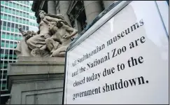  ?? — GETTY IMAGES ?? A closure sign outside the National Museum of the American Indian in Lower Manhattan.