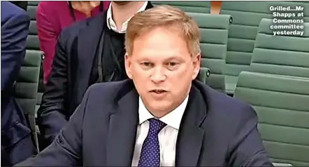  ?? ?? Grilled...Mr Shapps at Commons committee yesterday