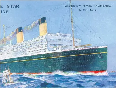  ??  ?? A postcard of the SS Homeric on which the seats were originally installed.