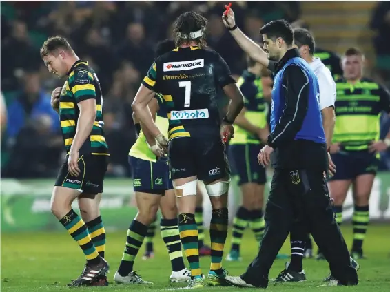  ?? PICTURE: Getty Images ?? Still learning: England skipper Dylan Hartley gets his marching orders against Leinster