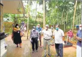  ?? ANI ?? A central team of experts outside the home of a Nipah victim, at Chathamang­alam in Kozhikode, on Monday.