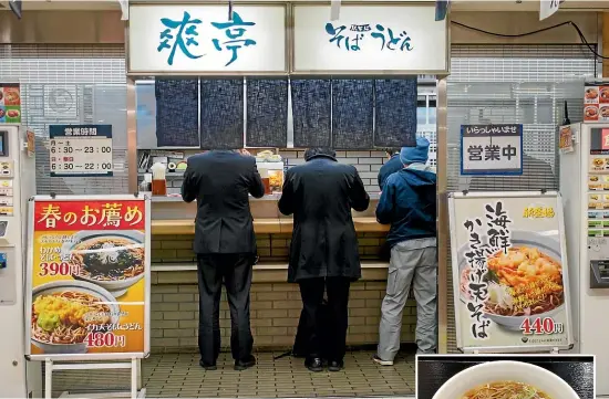  ?? 123RF ?? Tachi-gui standing noodle bars are common in Osaka and elsewhere in Japan.
