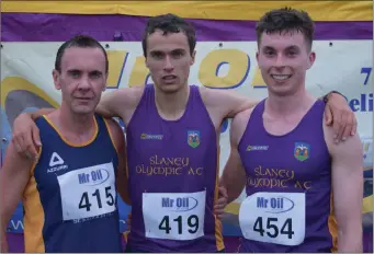  ??  ?? The Senior men’s top three (from left): Niall Sheil (second), Ger Forde (first), Enda Cloake (third).