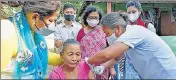  ?? ANI ?? A beneficiar­y gets inoculated against Covid-19, in Nagaon.