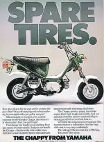  ?? ?? Yamaha meanwhile extolled the frugality of its Chappy, a wise movement given it was launched in 1973, the year of the oil crisis in the US.