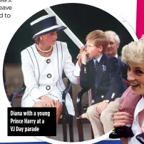  ??  ?? Diana with a young Prince Harry at a VJ Day parade