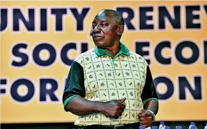  ?? / BONGIWE MCHUNU ?? President Cyril Ramaphosa cannot be unambiguou­sly assertive about constituti­onalism because he has to consider the impact it might have on the battle for the soul of the ANC.