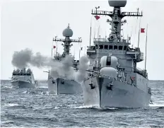  ?? GETTY IMAGES ?? South Korean Navy vessels taking part in a drill off the east coast of South Korea in a show of its resolve to retaliate against North Korea’s provocatio­ns.