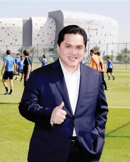  ??  ?? Erick Thohir, 45 anni, il presidente dell’Inter ha fatto visita alla squadra a Doha
