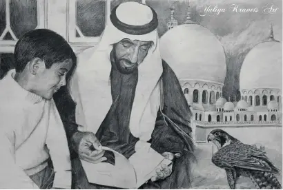  ??  ?? UAE’s founding father, Sheikh Zayed bin Sultan al Nahyan, and his grandson, Sheikh Sultan bin Khalifa al Nahyan