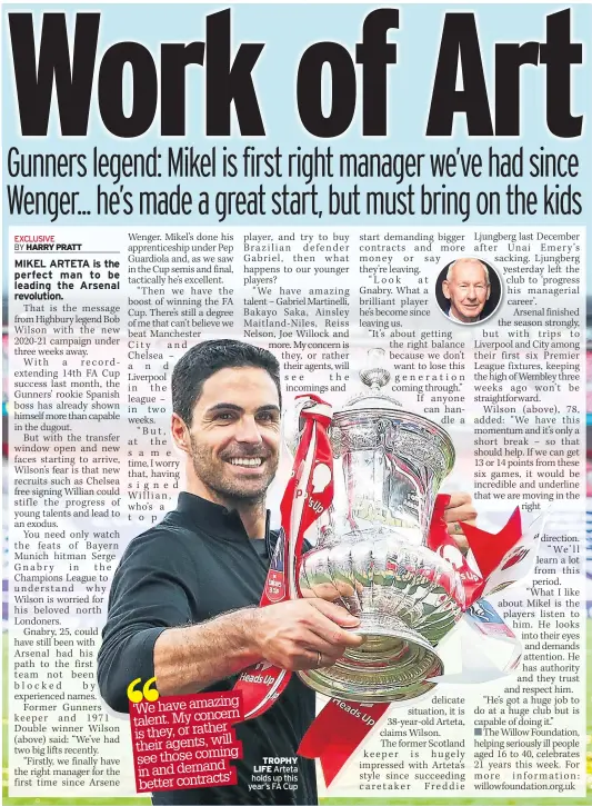  ??  ?? TRoPHy LIFE Arteta holds up this year’s FA Cup