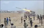  ?? AP/FILE ?? Yemeni soldiers fire rockets at positions of al-Qaeda terrorists in the town of Meyfaa in Shabwa province.