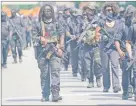  ?? Picture: REUTERS ?? Members of an all-Black militia group called NFAC hold an armed rally in Louisville, Kentucky, US.