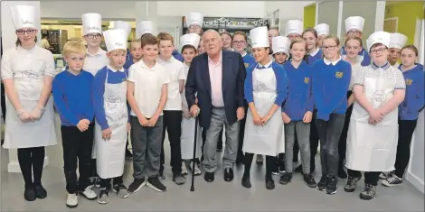  ??  ?? Albert Roux with pupils from Caol Primary School. Photograph­s: Iain Ferguson. Alba.photos