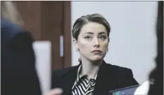  ?? JONATHAN ERNST/POOL PHOTO VIA AP ?? Actor Amber Heard appears in the courtroom at the Fairfax County Circuit Court in Fairfax, Va., on Wednesday.