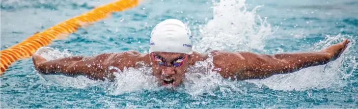  ?? Photo: Leon Lord ?? Temafa Yalimaiwai during the men’s 100m Butterfly at the Suva Aquatice Centre on February 27, 2021.