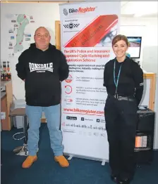  ?? ?? Jason McCallum of Keeping It Local CIC was joined by Sergeant Karen Cairns at the first free bike marking event.