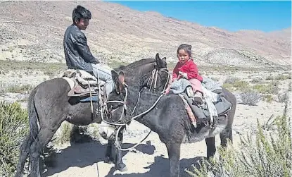  ??  ?? A pie o en burros, los chicos llegan a la escuela