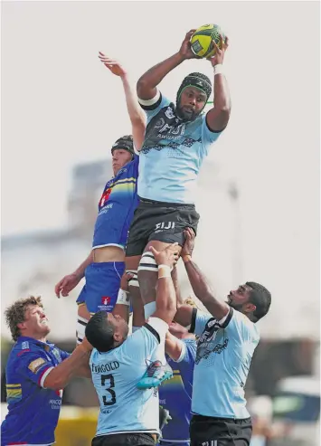  ?? Photo: Zimbio ?? Fiji Airways Fijian Drua lock Tevita Naqali wins a lineout against Sydney Rays in their NRC clash at the Concord Oval in Sydney, Australia on September 23, 2018.