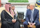  ?? MANDEL NGAN/AFP/GETTY IMAGES ?? President Donald Trump meets with Crown Prince Mohammed bin Salman in March.