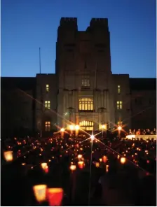  ?? (Wikimedia Commons) ?? VIRGINIA TECH students hold a candleligh­t vigil after a gunman massacred 32 at the Blacksburg, Virginia university on April 16, 2007. Ben-Gurion University researcher­s have developed an algorithm to prevent mass shootings based on preliminar­y signs, using writing by six shooters involved in major school massacres, including Virginia Tech.