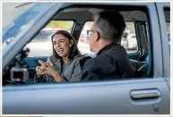  ?? ALDEN WILLIAMS/STUFF ?? Prime Minister Jacinda Ardern talks to Martin van Beynen in the front seat.