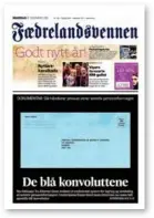  ?? FAKSIMILE ?? Faedreland­svennens forside 31.12.2018. Saken handler om praksis med håndtering av sensitive personoppl­ysninger, blant annet informasjo­nen fra domsutvalg­ene.