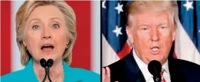  ??  ?? Hillary Clinton versus Donald Trump: A hot contest on the cards