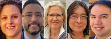  ?? COURTESY PHOTOS ?? The five candidates running for San Jose's District 3seat are, from left, Joanna Rauh, Omar Torres, Irene Smith, Elizabeth Chien-hale and Ivan Torres.