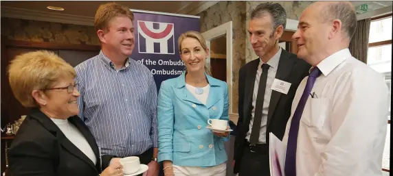  ??  ?? Trish Bergin, Kieran Barry, Dept.Social Protection, Frances Clifford, Citizens Informatio­n, David Nutley, Ombudmans Office, at a seminar hosted by The Ombudsman Office. The Theme ‘Learning from the Kingdom’s Complaints’, was attended by over 100 public...