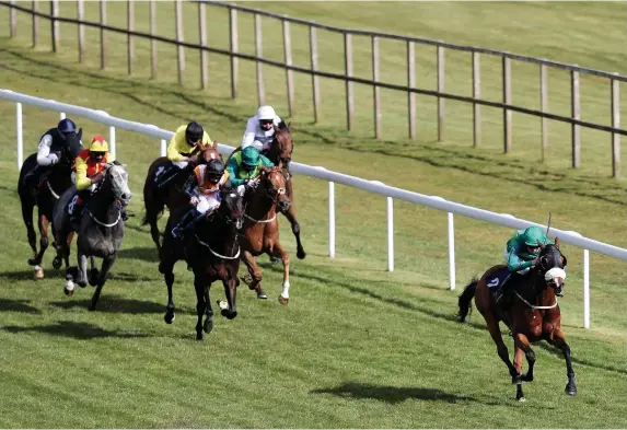  ?? Picture: David Davies/PA ?? > Isabella Swan ridden by Hector Crouch, right, wins yesterday’s Havana Grey Standing At Whitsbury Manor Handicap at Bath. RACING: PAGES 56-60