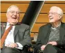  ?? AP-Yonhap ?? Former Vice President Walter Mondale, left, sits onstage with former President Jimmy Carter during a celebratio­n of Mondale’s 90th birthday in this 2018 file photo.