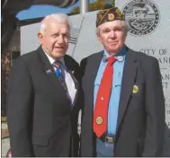  ??  ?? Joseph Pierce Suttles, left, stands with Rockmart Post 12 Commander Vaden Underwood during the Veteran’s Day program.