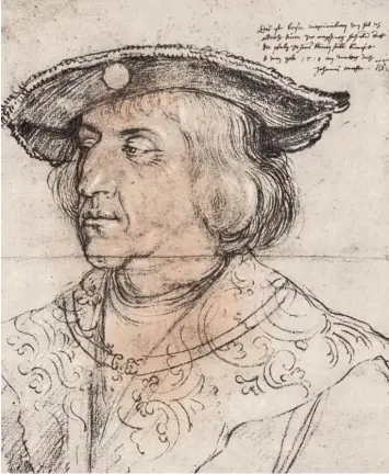  ?? Foto: Archiv ?? Am 28. Juni 1518 hat Albrecht Dürer in Augsburg Kaiser Maximilian I. gezeichnet – und zwar „hoch oben awff der pfaltz in seinem kleinen stüble“in der alten Bischofsre­sidenz am Dom.