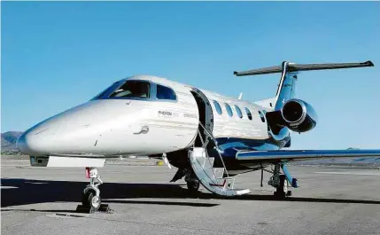  ?? 9.out.17/Reuters ?? Embraer Phenom, semelhante ao utilizado por Luciano Huck; empresário diz que financiame­nto seguiu regras