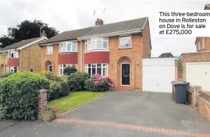  ??  ?? This three-bedroom house in Rolleston on Dove is for sale at £275,000