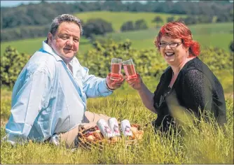  ??  ?? THIRSTY WORK: Ben and Noeli Chambers with their Super!Natural drink, which will appear in 250 Spar stores.
