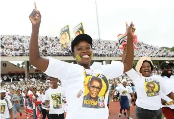  ??  ?? THOUSANDS of IFP supporters gathered for the launch of the party’s manifesto in Chatsworth ahead of the May 8 elections yesterday. Speaking in the heart of a largely Indian community, party leader Mangosuthu Buthelezi called out to former members of the Minority Front to join the IFP. | Bongani Mbatha African News Agency (ANA) TEBOGO MONAMA