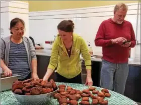  ?? SUBMITTED PHOTO ?? The Hamburg Community Group from Fleetwood Bible Church made more than 500 fastnachts using Rich Bracy’s late grandmothe­rs’ recipe. The fastnachts were donate to the men at the Hope Rescue Mission in Reading.